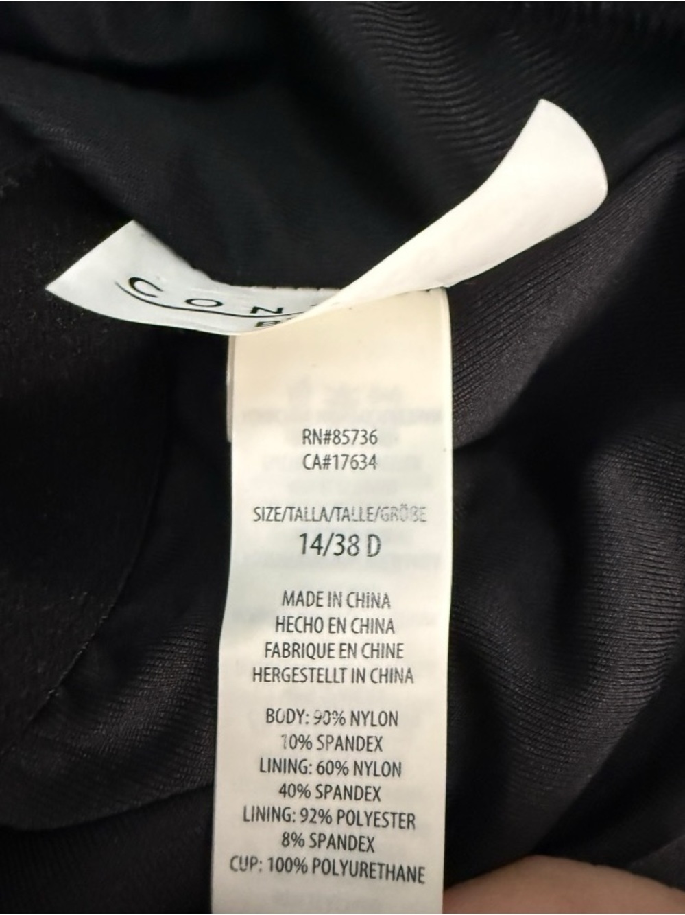Coco Reef Contours Keepsake Empress Swim Dress Black One Piece 38D Size 14 - Picture 7 of 7